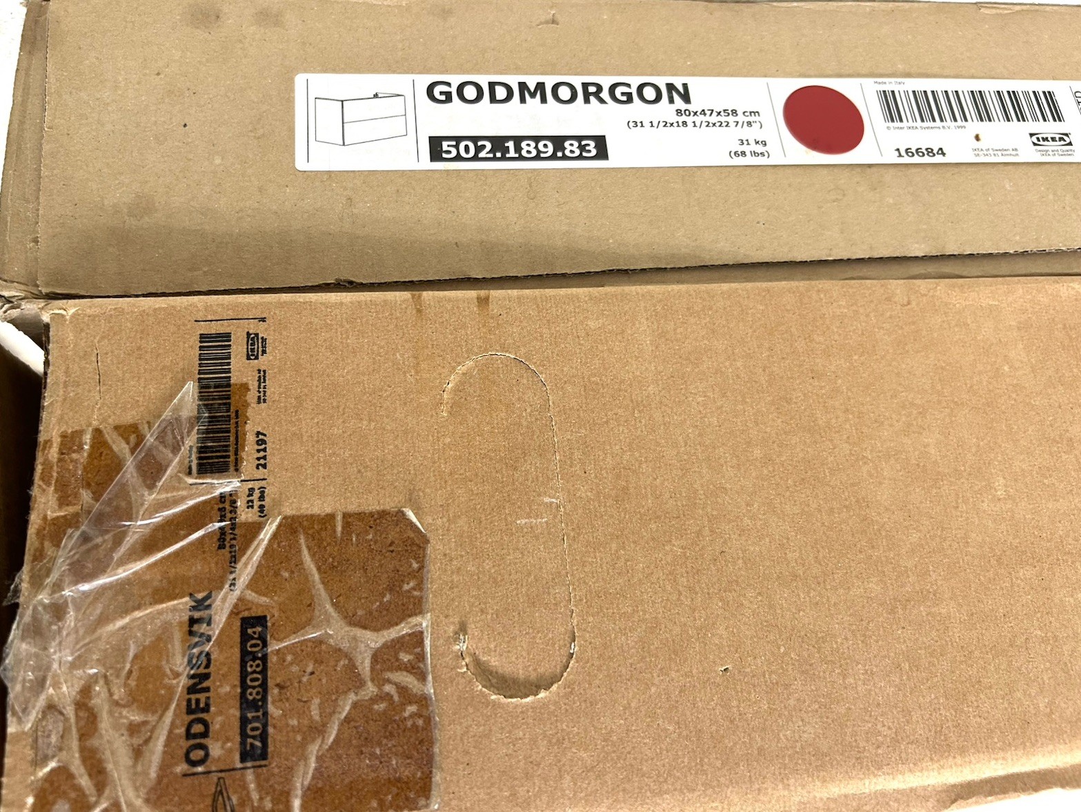 ​IKEA GODMORGON Bathroom Sink Cabinet Vanity High Gloss Red 502.189.83 with Top