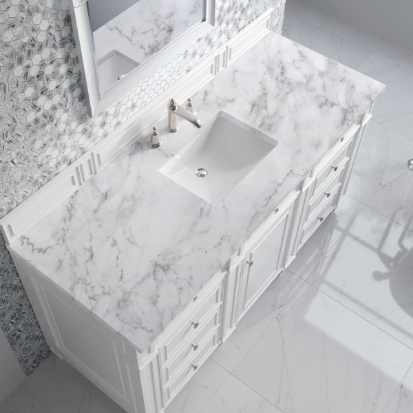 60″ James Martin Bristol 157-V60S-BW-3CAR Vanity Cabinet 3 CM Carrara Marble Top