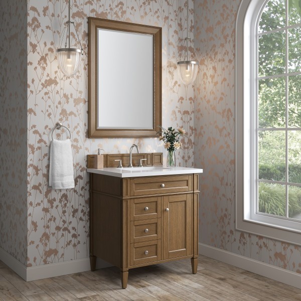 30″ James Martin Brittany 650-V30-SBR-3WZ Vanity Cabinet Zeus Silestone Top