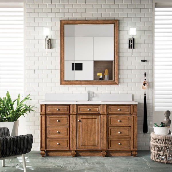 60in James Martin Bristol 157-V60S-SBR-1WZ White Zeus Silestone Single Vanity