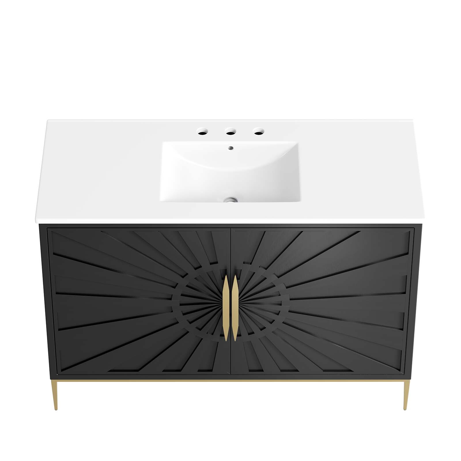 Modway Awaken 48″ Bathroom Vanity Cabinet in White Black With Ceramic Sink Basin