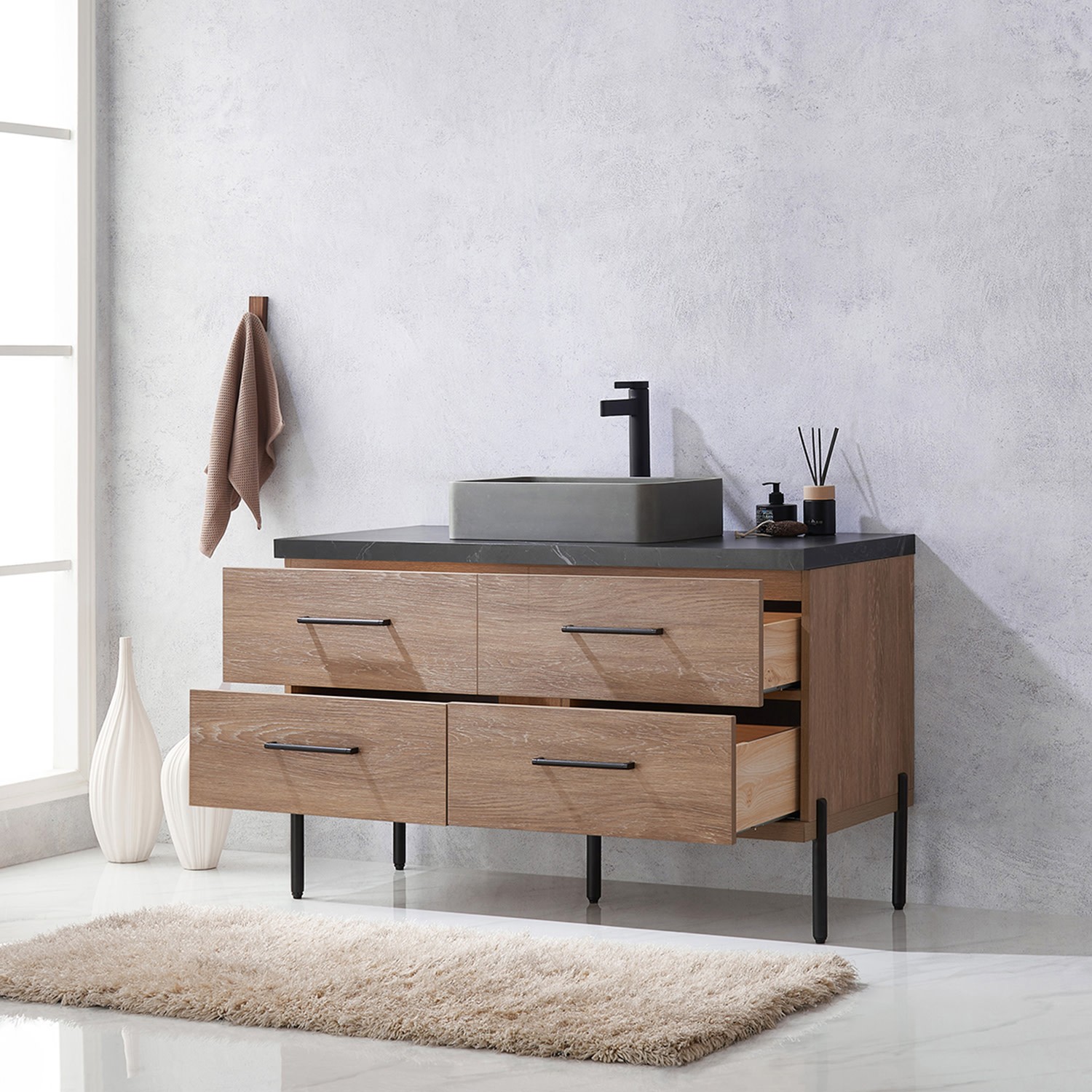 Miseno MV-NM-705148S Trento 48″ – North American Oak / Black