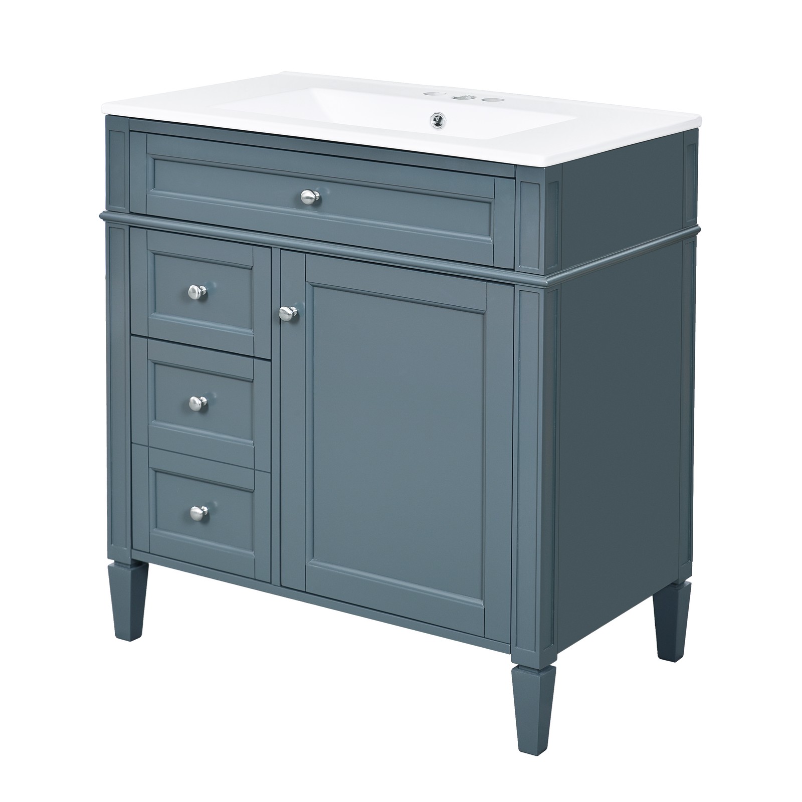 30″ Bathroom Vanity with Top Sink, 2 Drawers & Tip-Out Drawer
