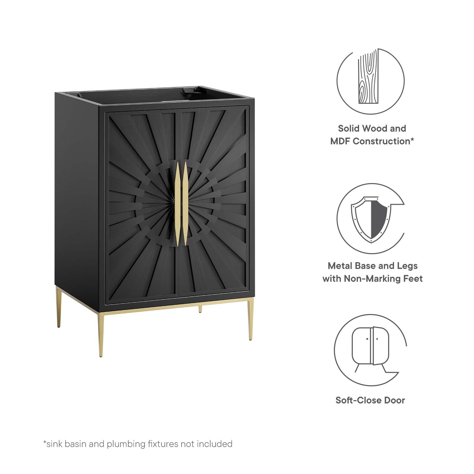 Modway Awaken 24″ Bathroom Vanity Cabinet in Black – Sink Basin Not Included