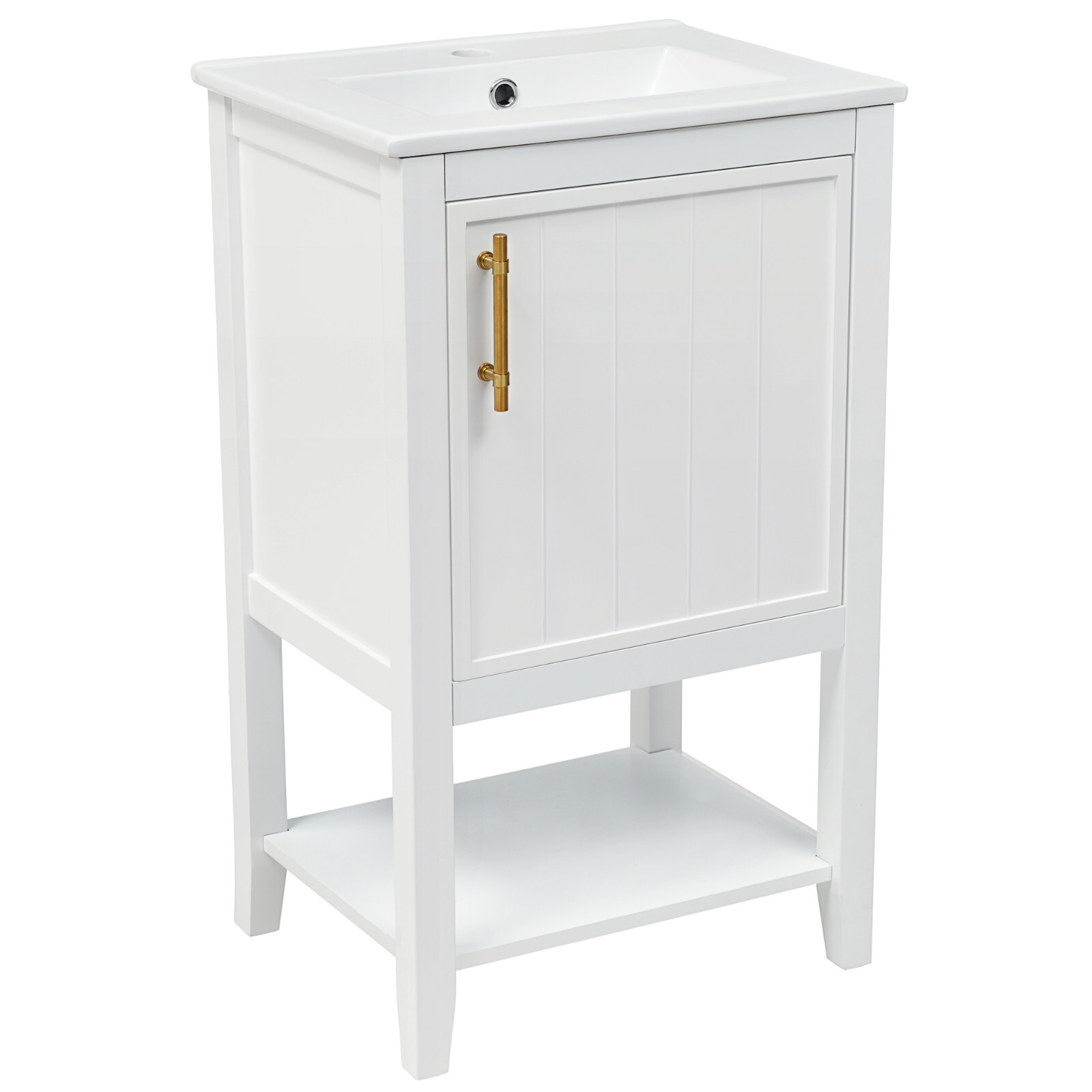 20″ Bathroom Vanity with Sink Door Open Shelf Rack Freestanding Storage Cabinet