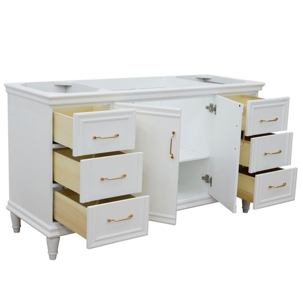 60 in. Single Wooden Vanity White Finish Cabinet Only