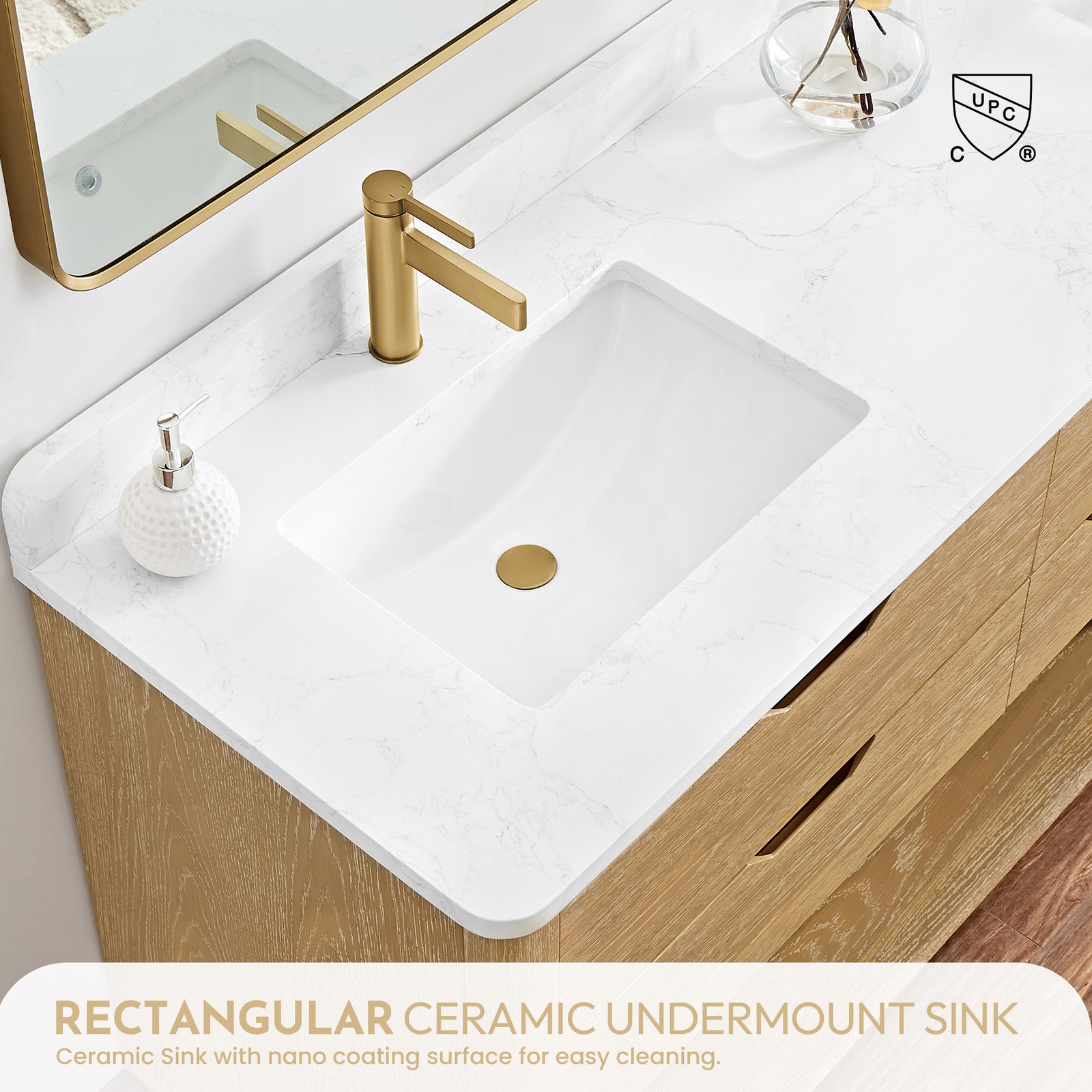 Harbin 24″ Single Bath Vanity in Washed Ash Grey with White Grain Stone Top