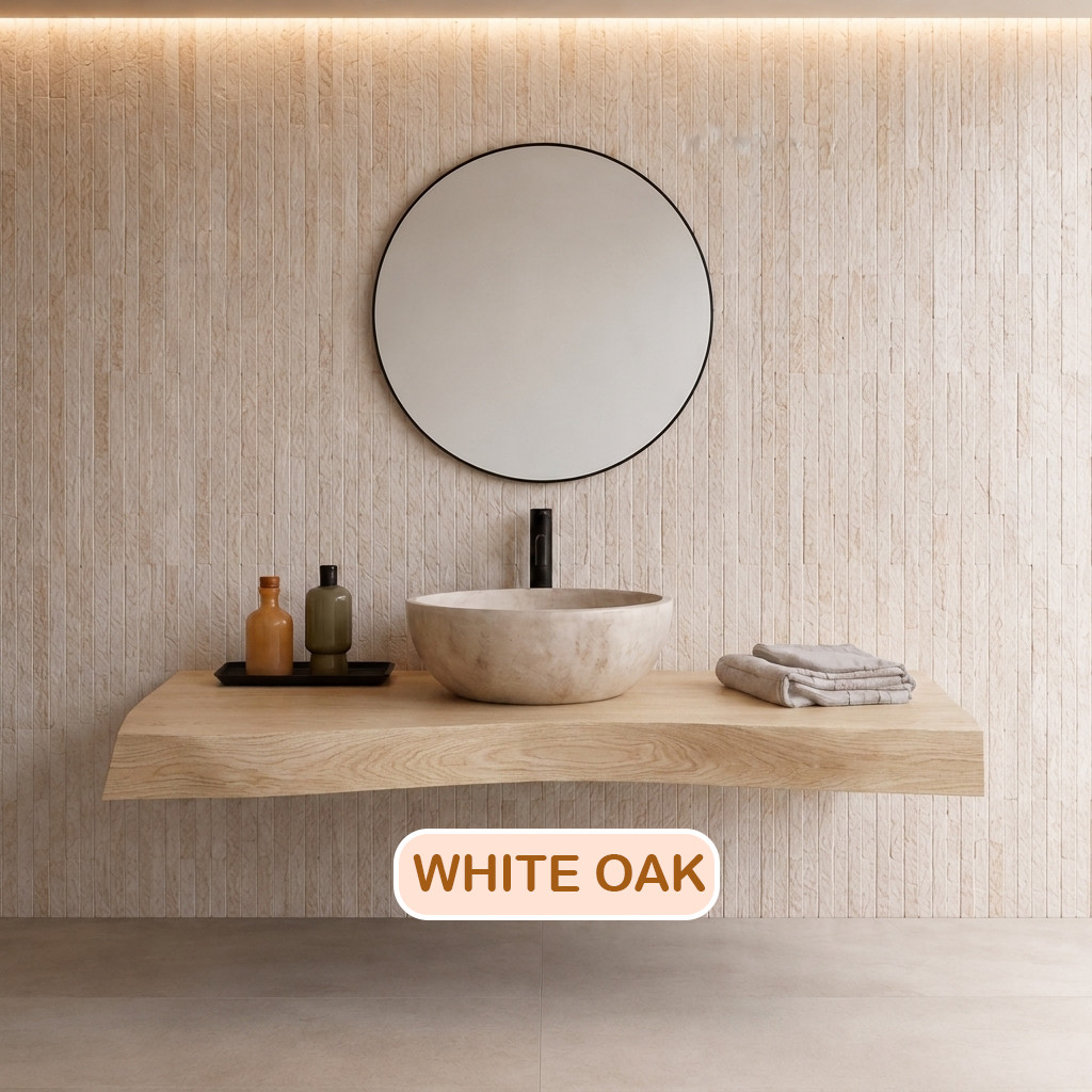 Bathroom Vanity Modern Rustic Solid Wood Live Edge Sink Counter Bathroom