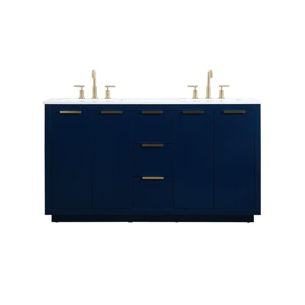 Elegant Decor Blake 60″ Aluminum Alloy MDF Double Bathroom Vanity in Blue