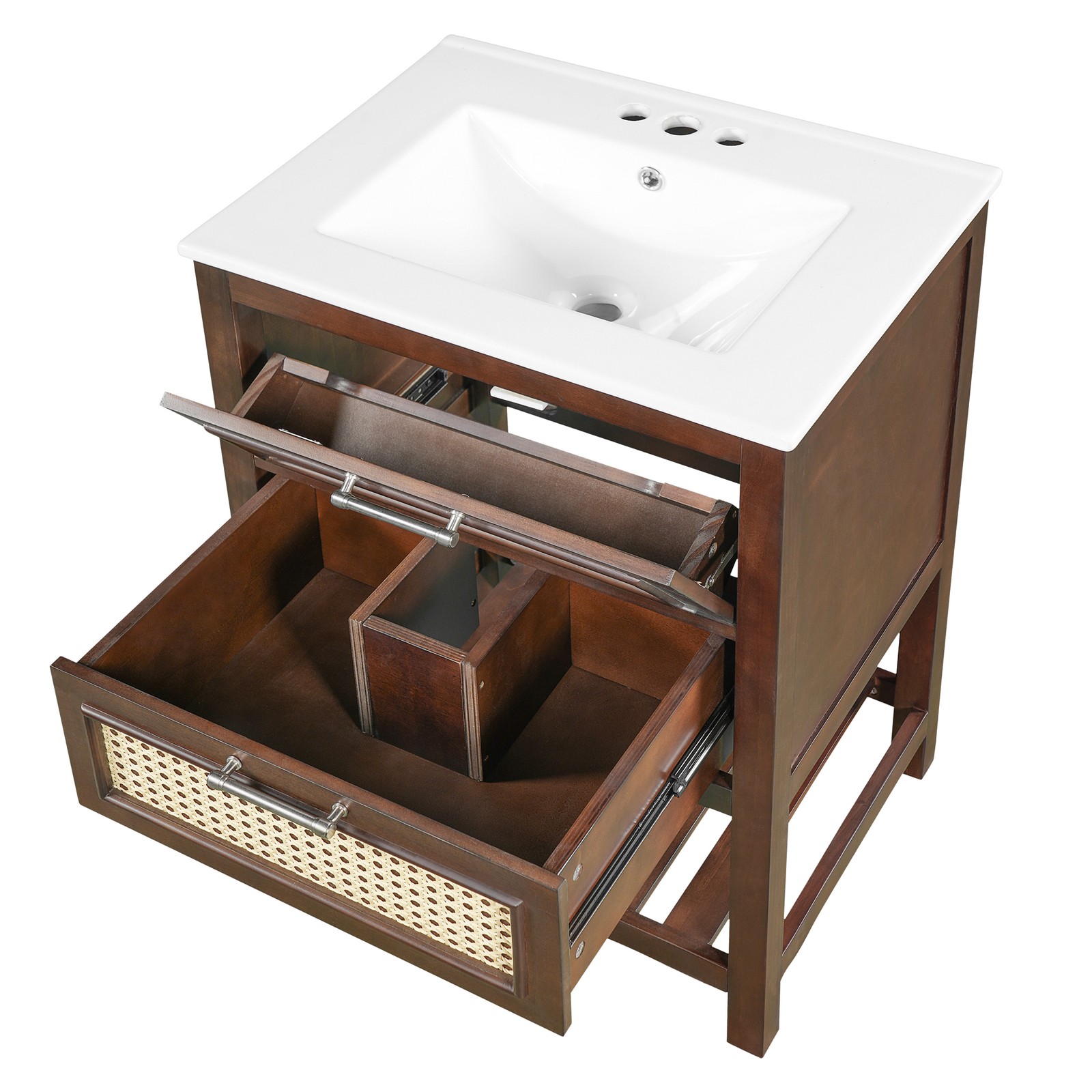 FUNIDEE 24″ Bathroom Vanity with Ceramic Sink Storage Cabinet with Single Sink