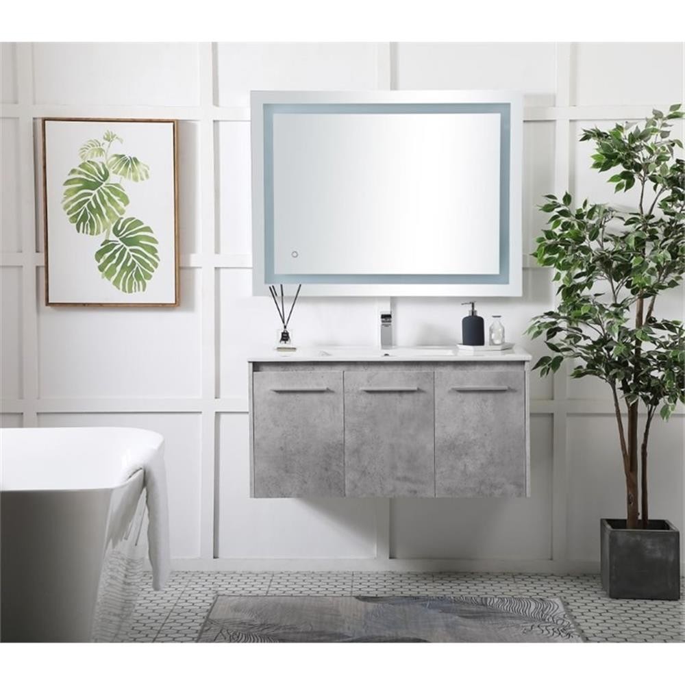 Elegant Decor Rasina 40″ Single Porcelain Top Floating Bathroom Vanity in Gray