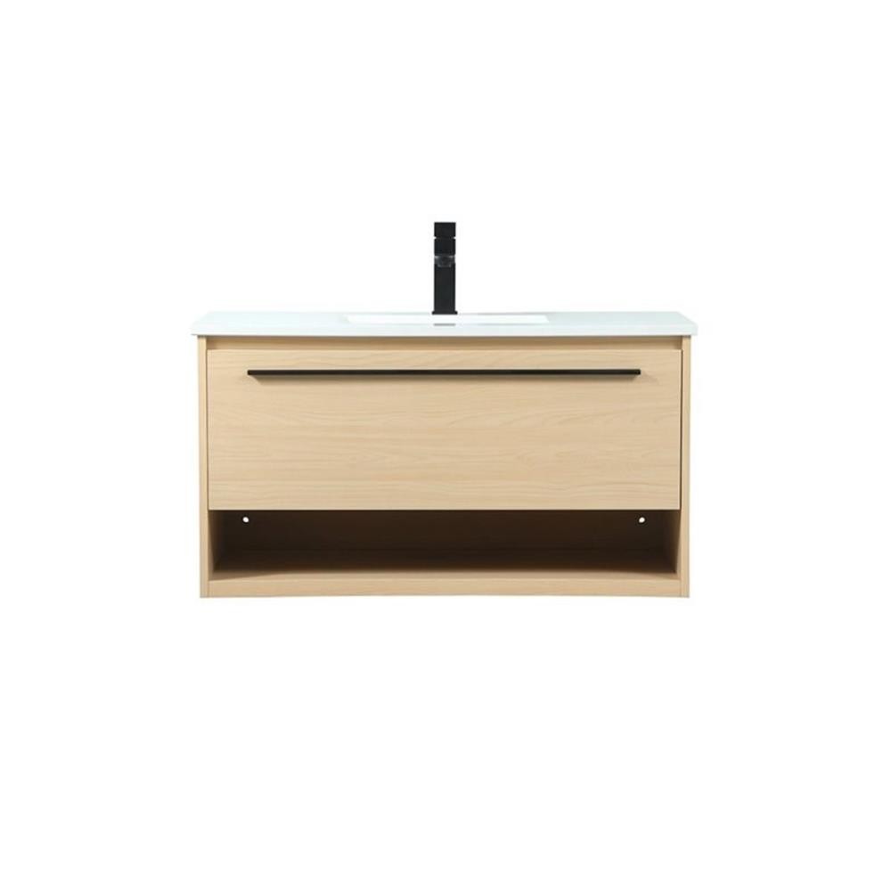 Elegant Decor Roman 36″ Aluminum Alloy MDF Single Bathroom Vanity in Maple