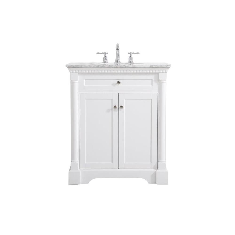 Elegant Decor Clarence 30″ Solid Wood and Metal Single Bathroom Vanity in White