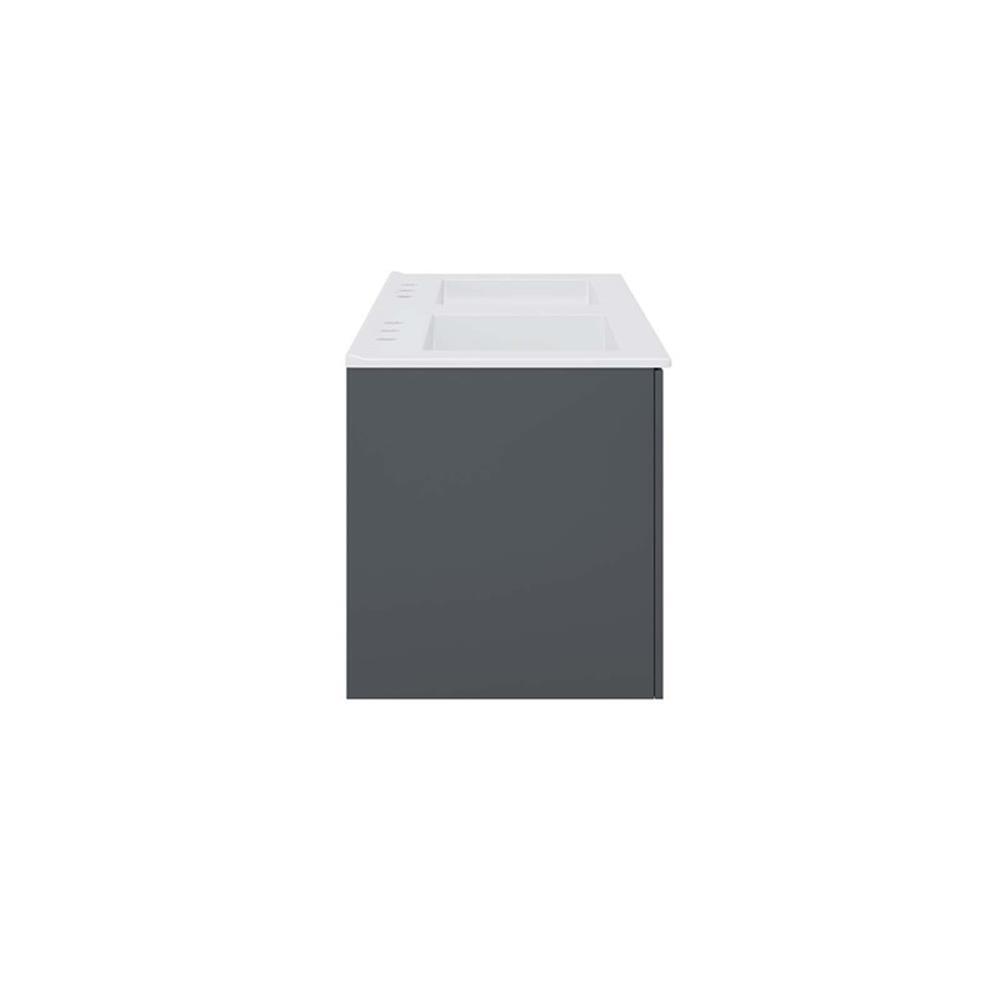 Modway Vitality 48″ Double Sink Wood & Ceramic Bathroom Vanity in Gray/White