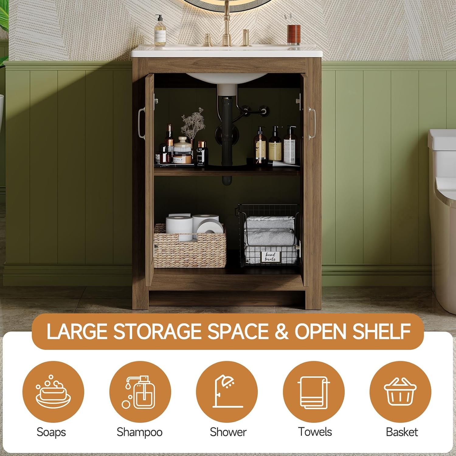 Farmhouse Bathroom Vanity W/ Sink Freestanding Bathroom Vanities W/ Ceramic