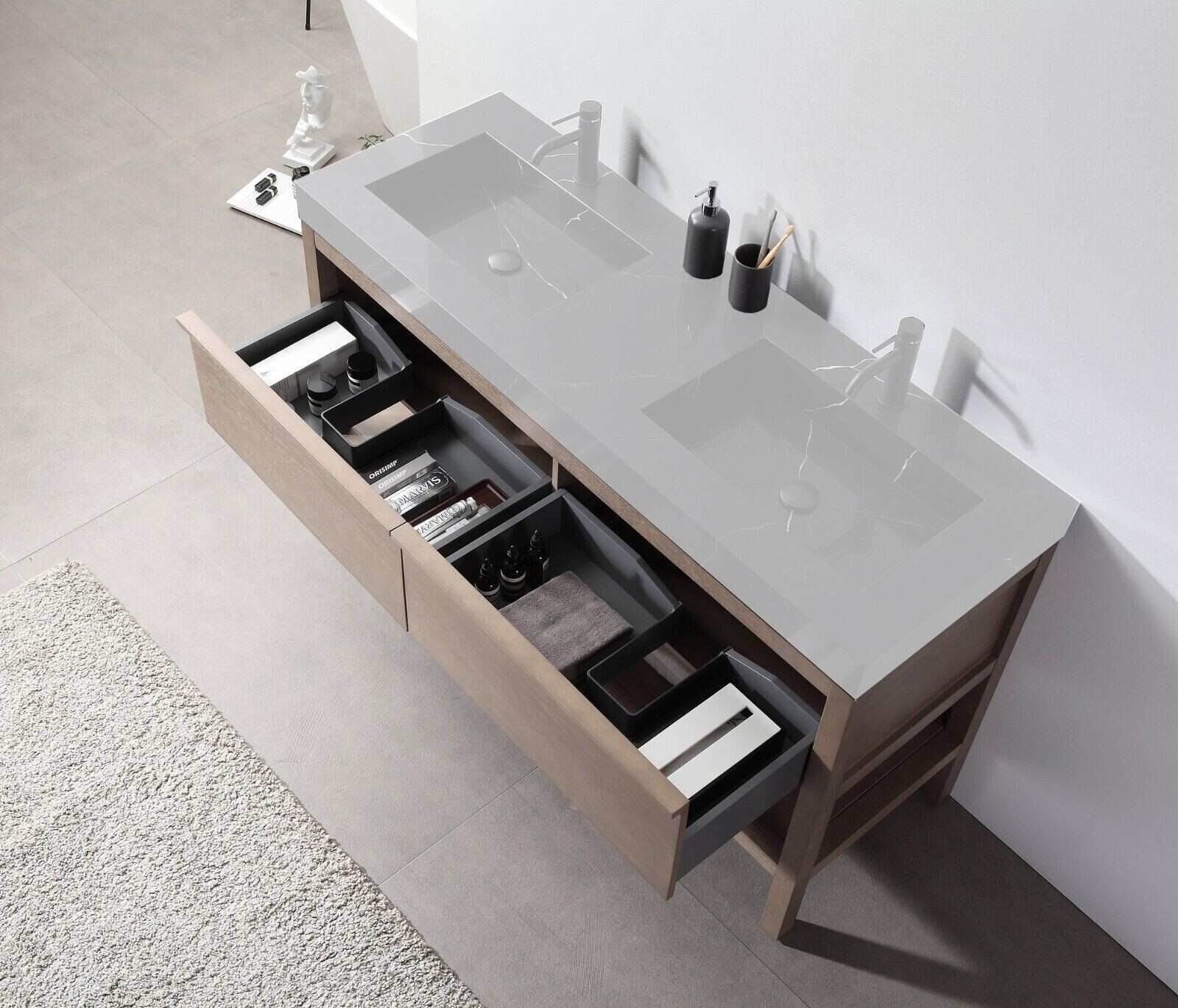 BIBURY 60” MODERN BATHROOM VANITY (BASE ONLY!!!)