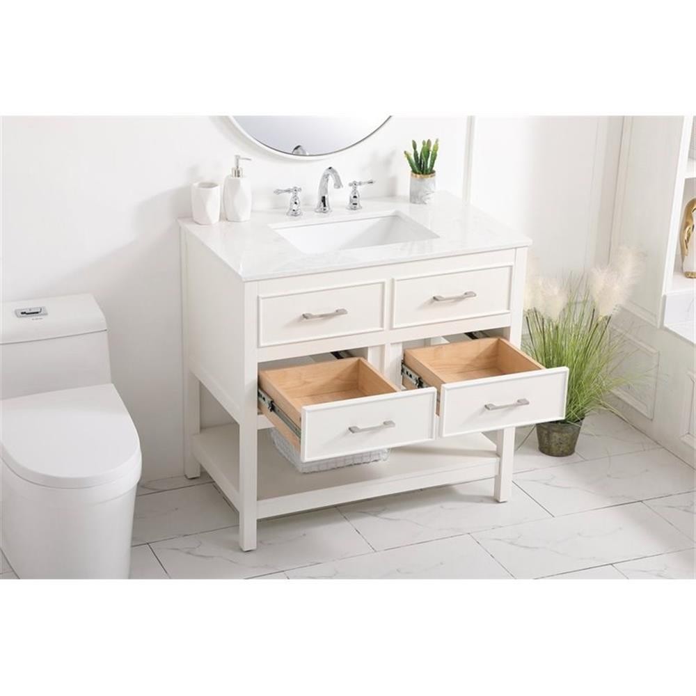 Elegant Decor Sinclaire 36″ Aluminum Alloy & MDF Single Bathroom Vanity in White