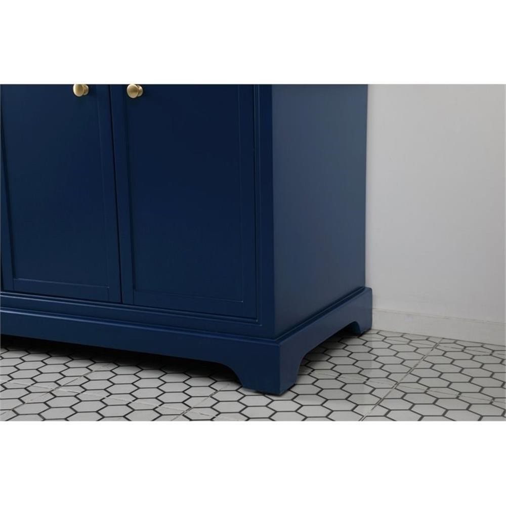 Elegant Decor Americana 72″ Metal MDF Marble Double Bathroom Vanity in Blue
