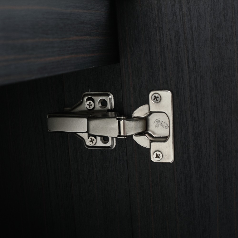 Wall-mounted bathroom cabinet without sink Soft-close doors Features two handles