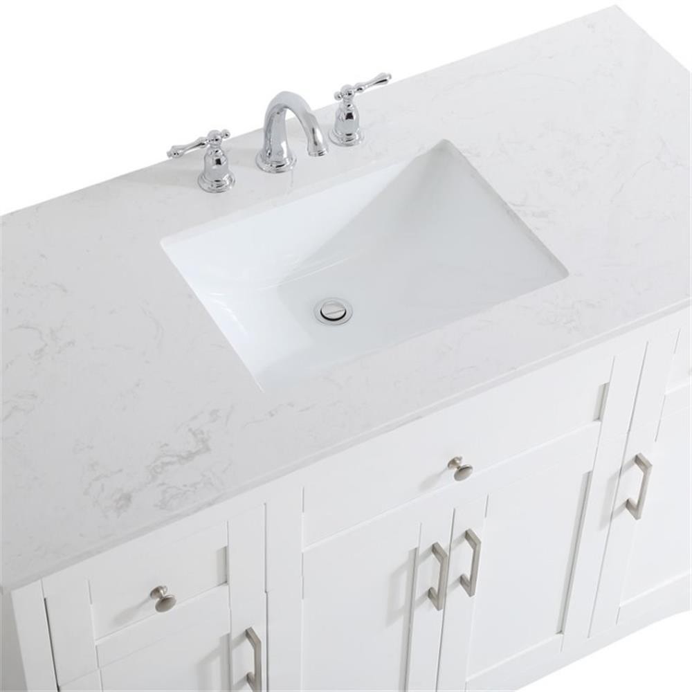 Elegant Decor Moore 48″ Single Quartz Top Bathroom Vanity in White