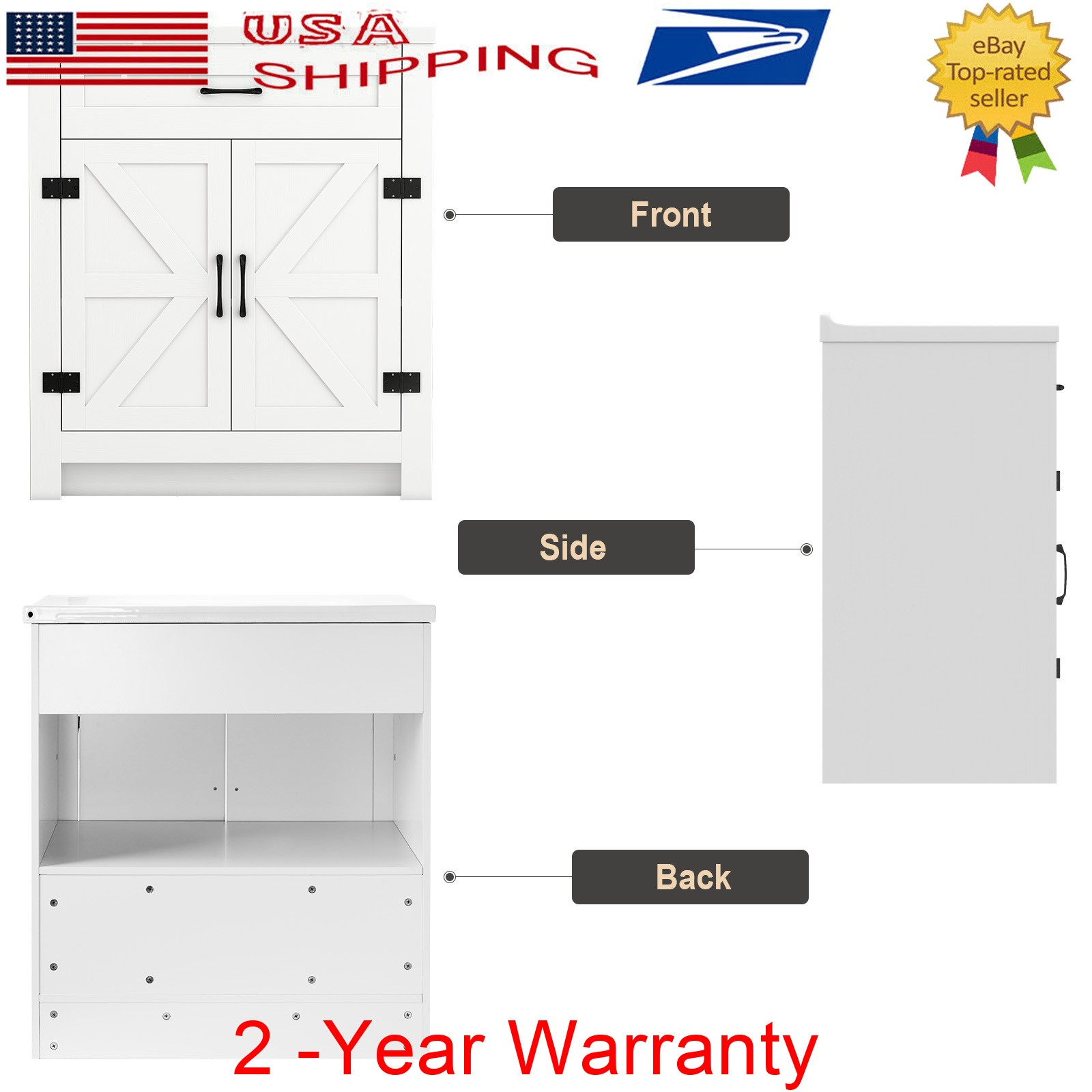 31″ Modern Design Bathroom Vanity Cabinet with Undermount Ceramic Sink w/Drawers