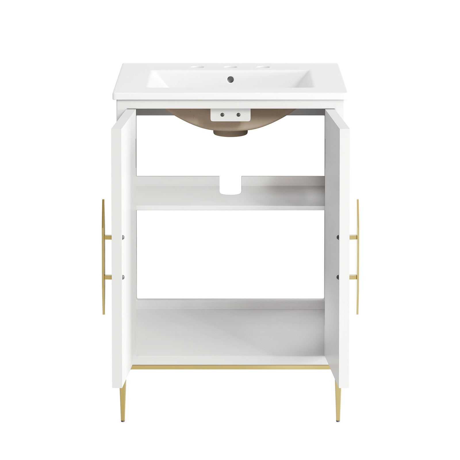 Modway Awaken 24″ Bathroom Vanity in White White With Ceramic Sink Basin