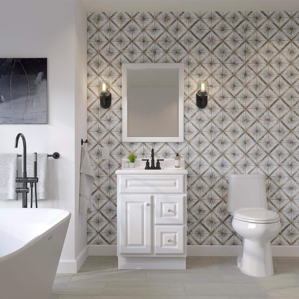 Hampton 24 in. W x 21 in. D x 33.5 in. H Bath Vanity Cabinet without Top in Whit