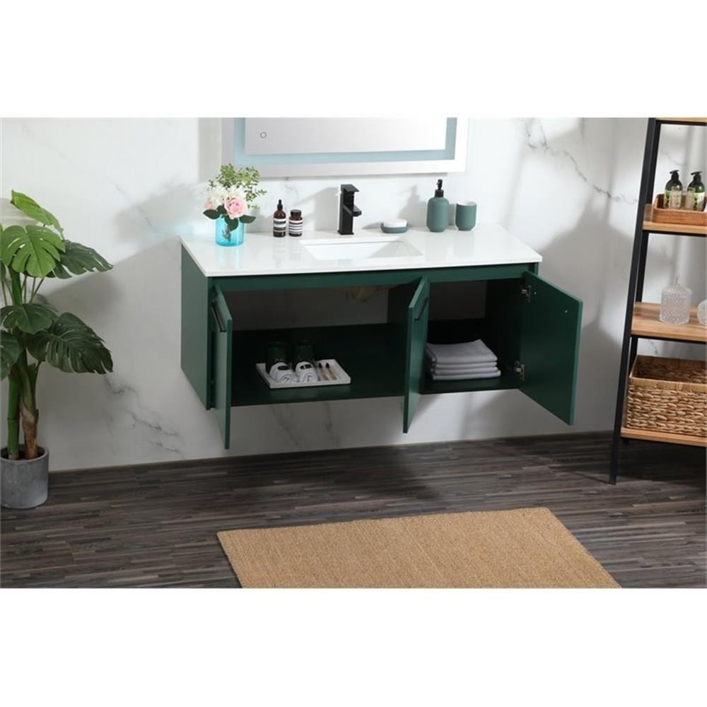 Elegant Decor Penn 48″ Aluminum Alloy MDF Single Bathroom Vanity in Green