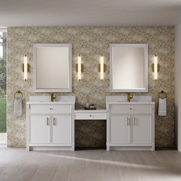 96″ James Martin Bellshire 660-VMC96-BW-1WZ Dual Vanity Cabinet White Zeus Top