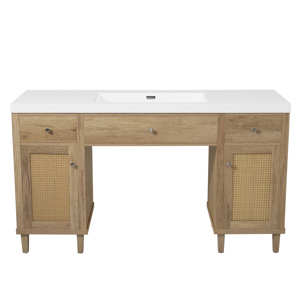 60 Inch Bathroom Vanity with SMC Sink, Modern Spacious Bathroom Storage Cabinet
