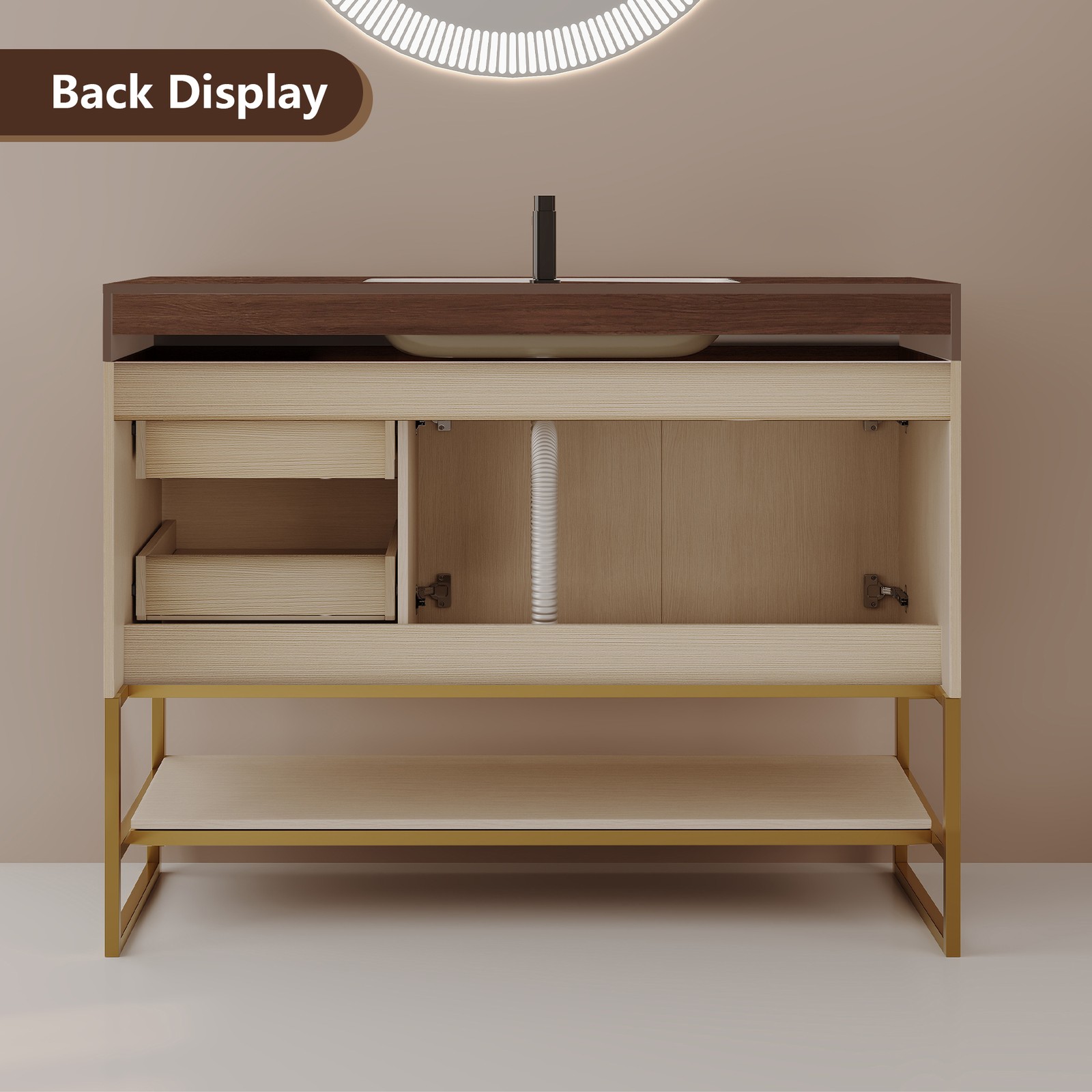 36″ Free-Standing Bathroom Vanity w/Seamless Ceramic Sink & Sintered Stone Top