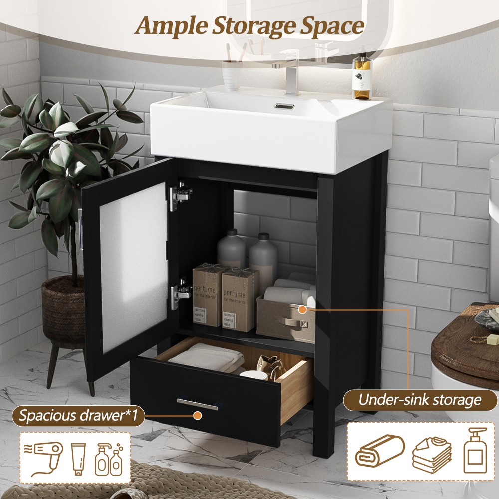 20In bathroom vanitywithceramic sink and ample storage ideal for small bathrooms