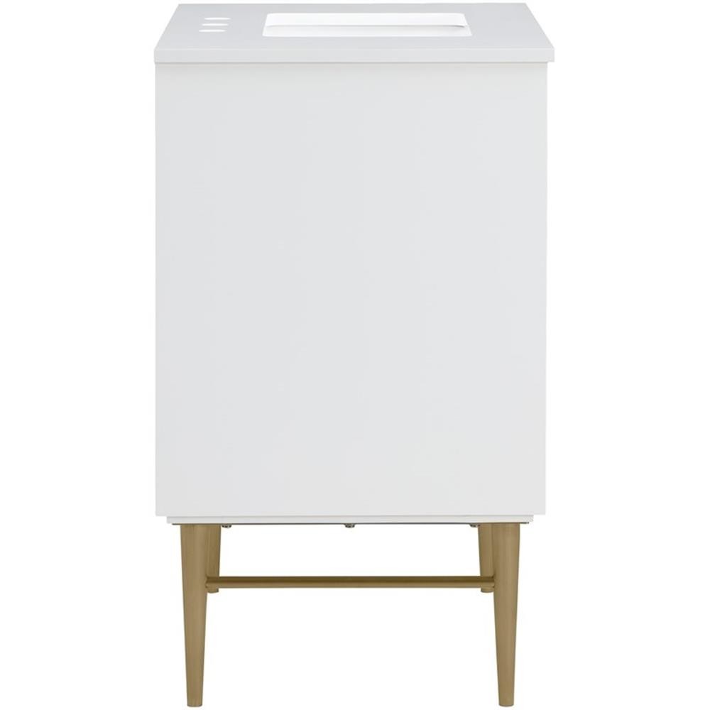 Maklaine Modern / Contemporary Rich White Finish Bathroom Vanity