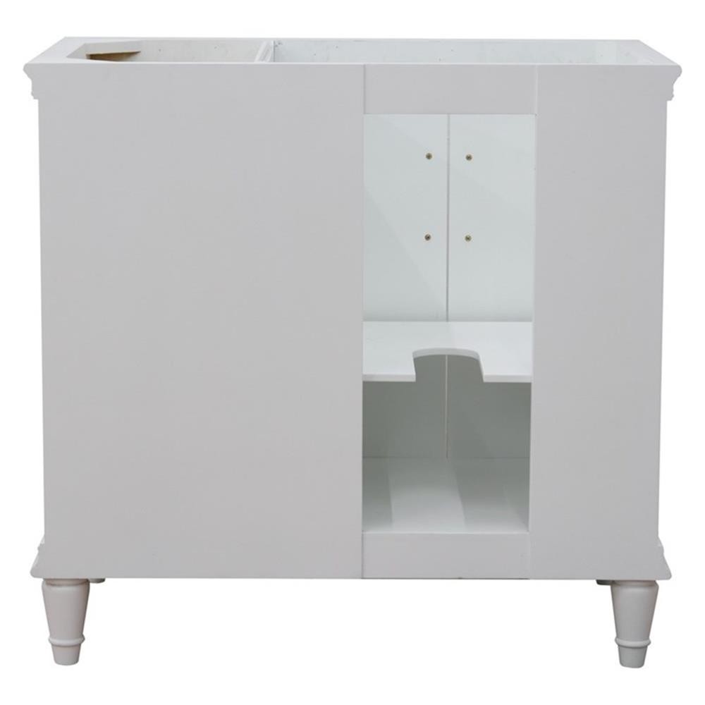 37 in. Single Wooden Vanity White Black Galaxy Round Left Door.Left Sink