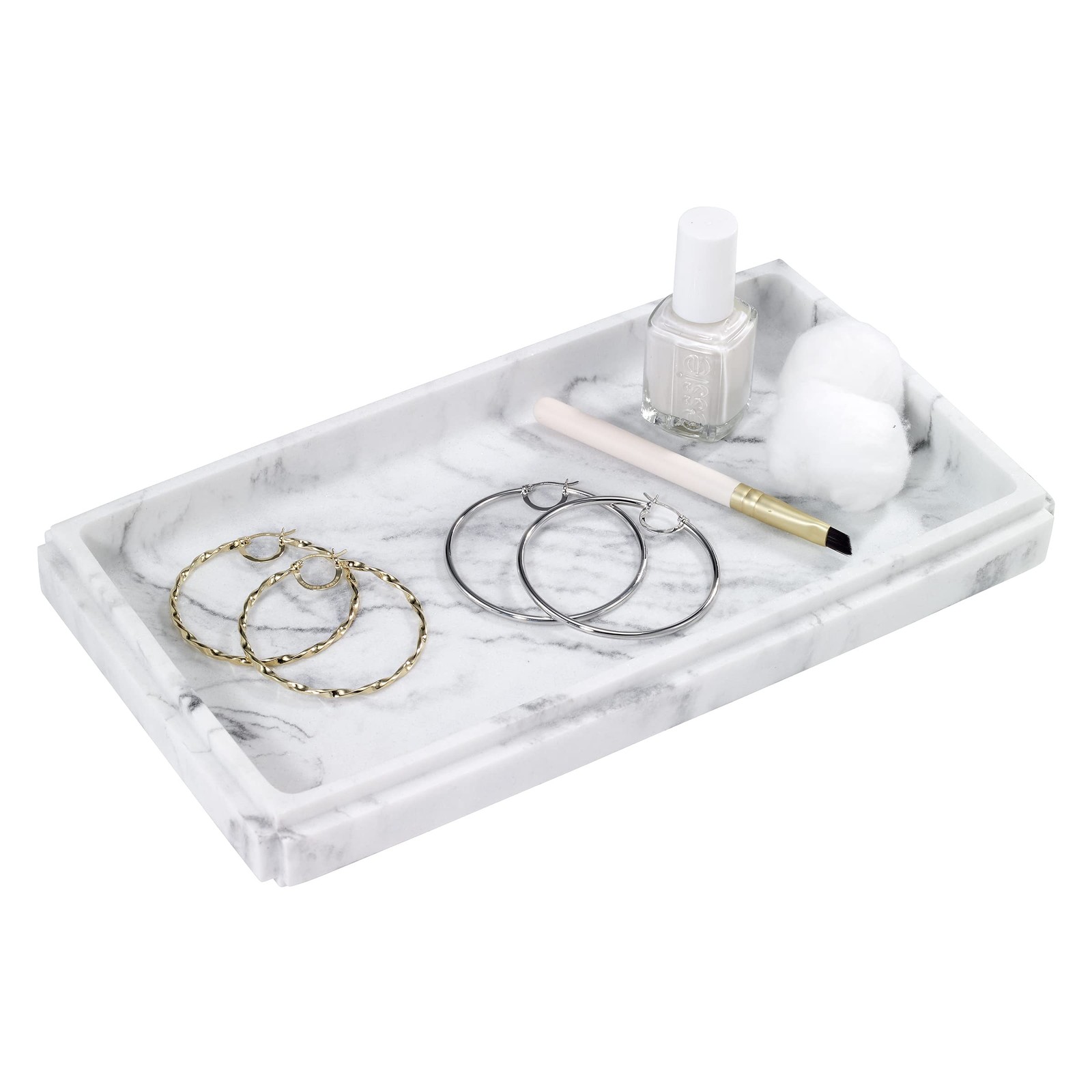 – Vanity Tray, Resin Countertop Organizer, Marble Inspired Bathroom Decor (Ca…