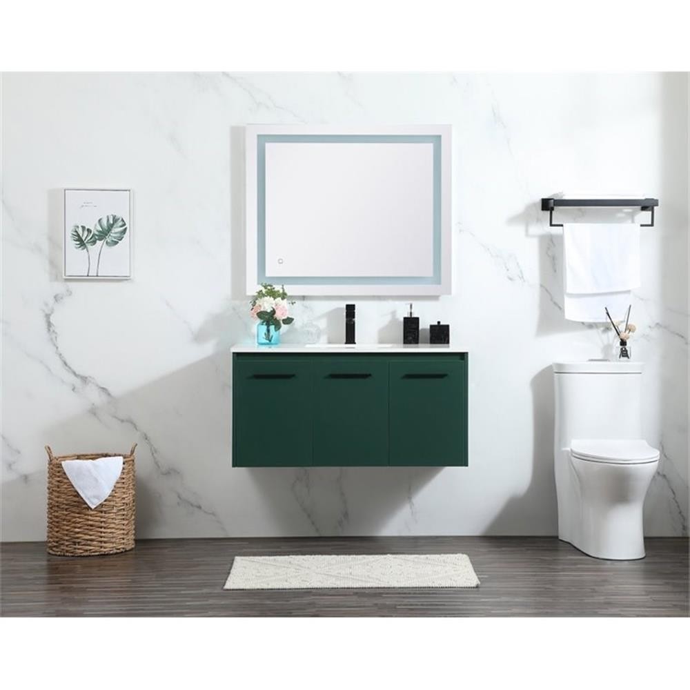 Elegant Decor Penn 40″ Aluminum Alloy MDF Single Bathroom Vanity in Green