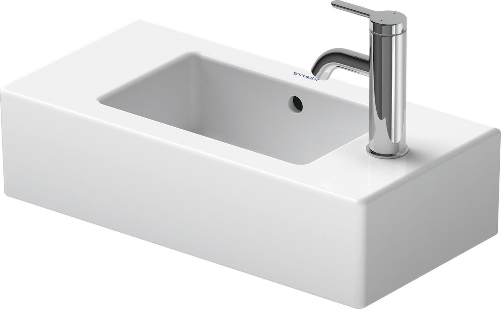 Duravit 070350-1HOLE-R Vero 10″ Ceramic Vanity Top – White / Glazed Underside