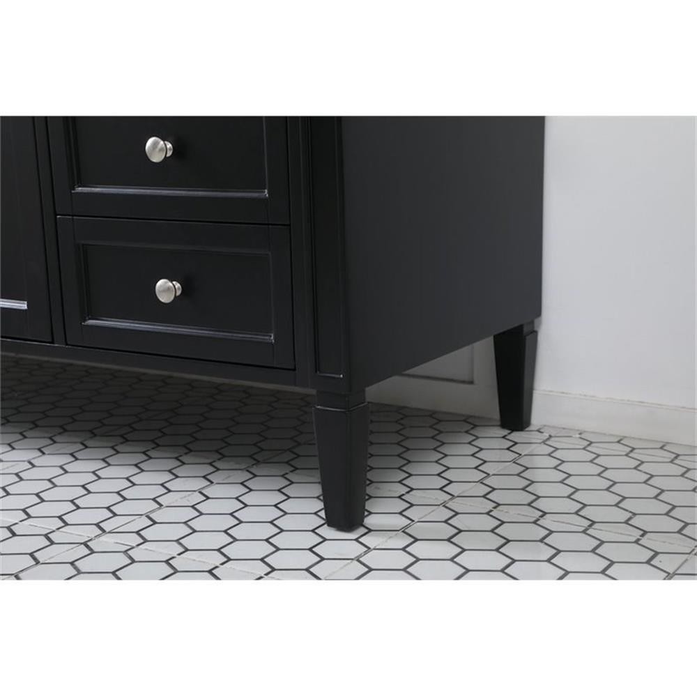 Elegant Decor Park Avenue 60″ Metal MDF Marble Single Bathroom Vanity in Black