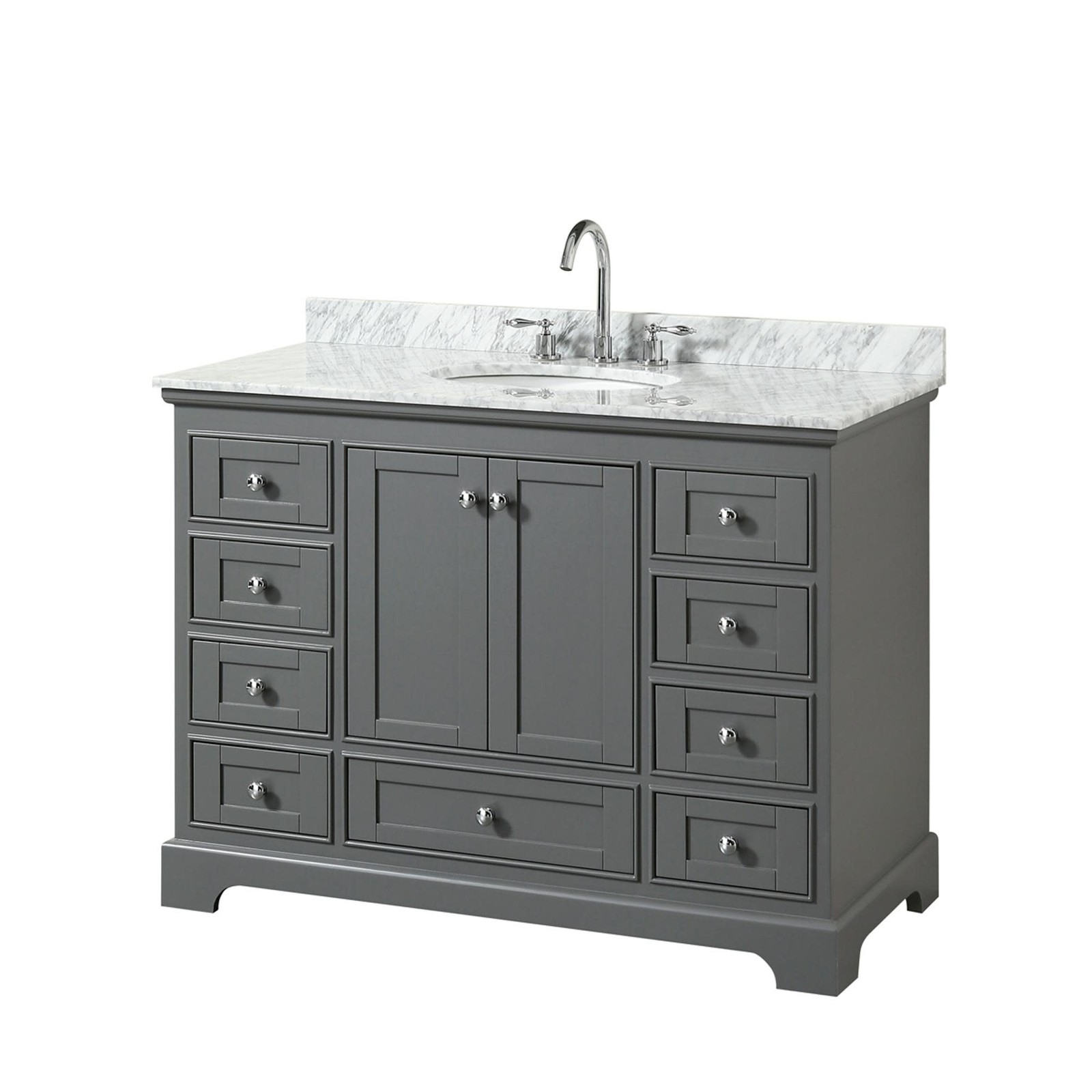 Wyndham Collection WCS202048SCMUNOMXX Deborah 48″ – White / White Carrara Marble