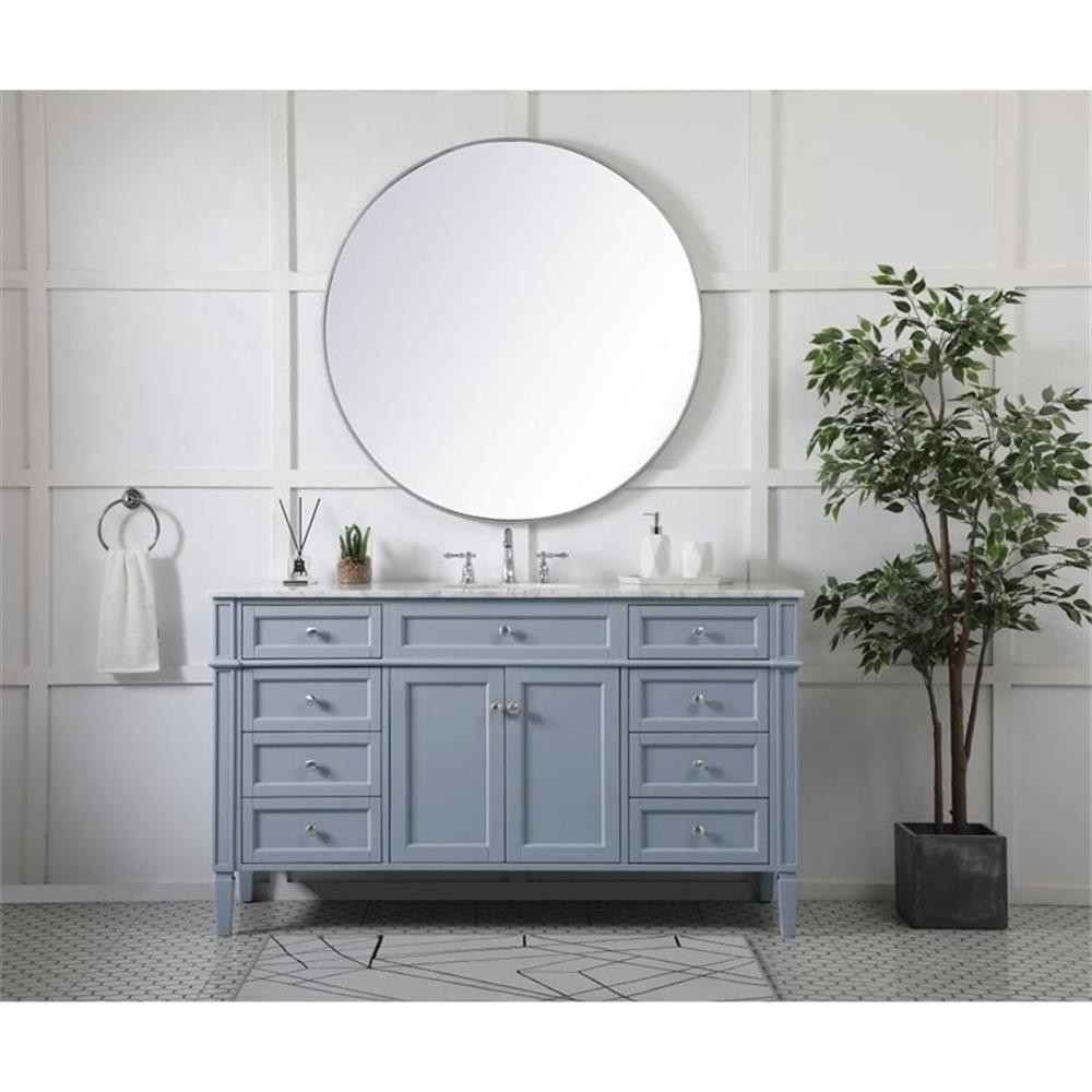 Elegant Decor Park Avenue 60″ Metal MDF Marble Single Bathroom Vanity in Gray