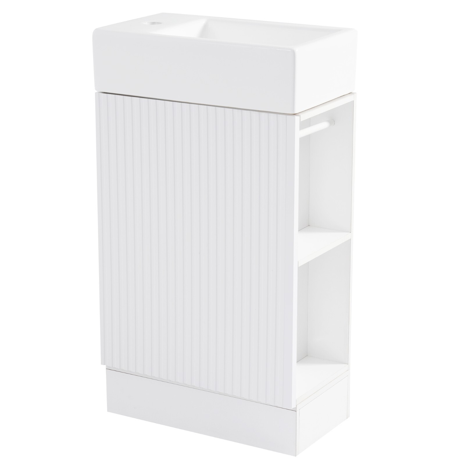 Wooden 18.6″ Bathroom Vanity Cabinet with Ceramic Sink Storage Shelf Tissue Rack