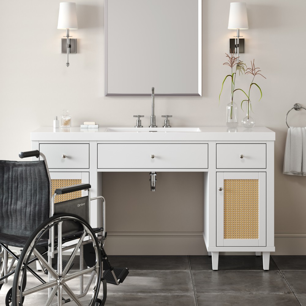 60 Inch Bathroom Vanity with SMC Sink, Modern Spacious Bathroom Storage Cabinet