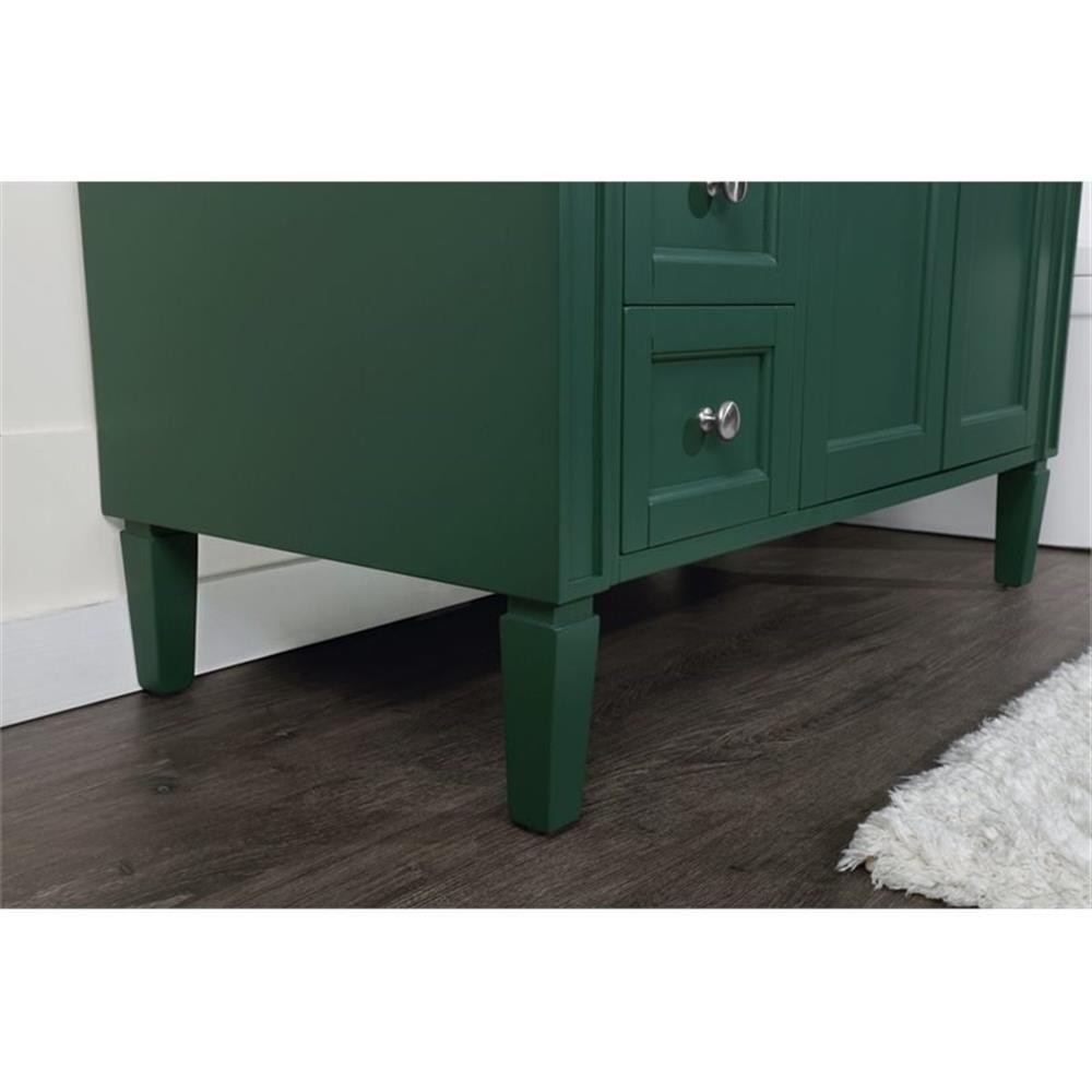 Elegant Decor Park Avenue 40″ Metal MDF Marble Single Bathroom Vanity in Green