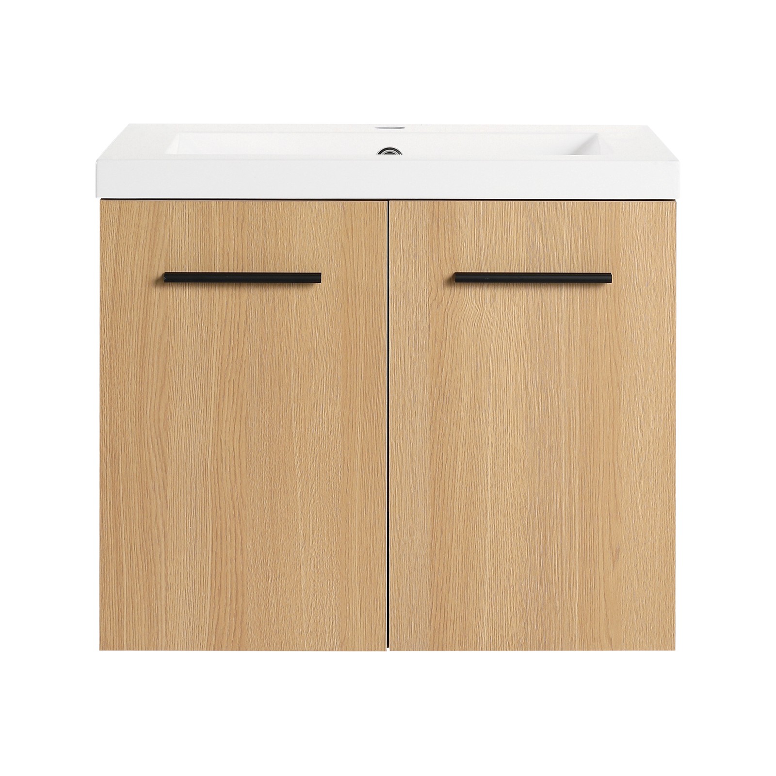 24″ Floating Bathroom Vanity with Sink, Light Oak Cabinet, Wall Mounted