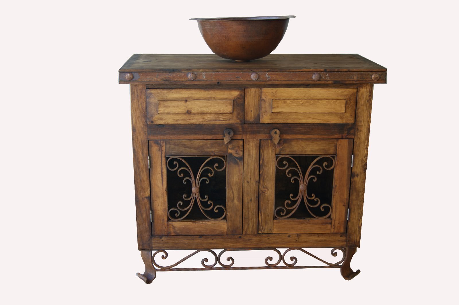 Rustic Red Wash Saint Andrew Metal Base Bathroom Vanity