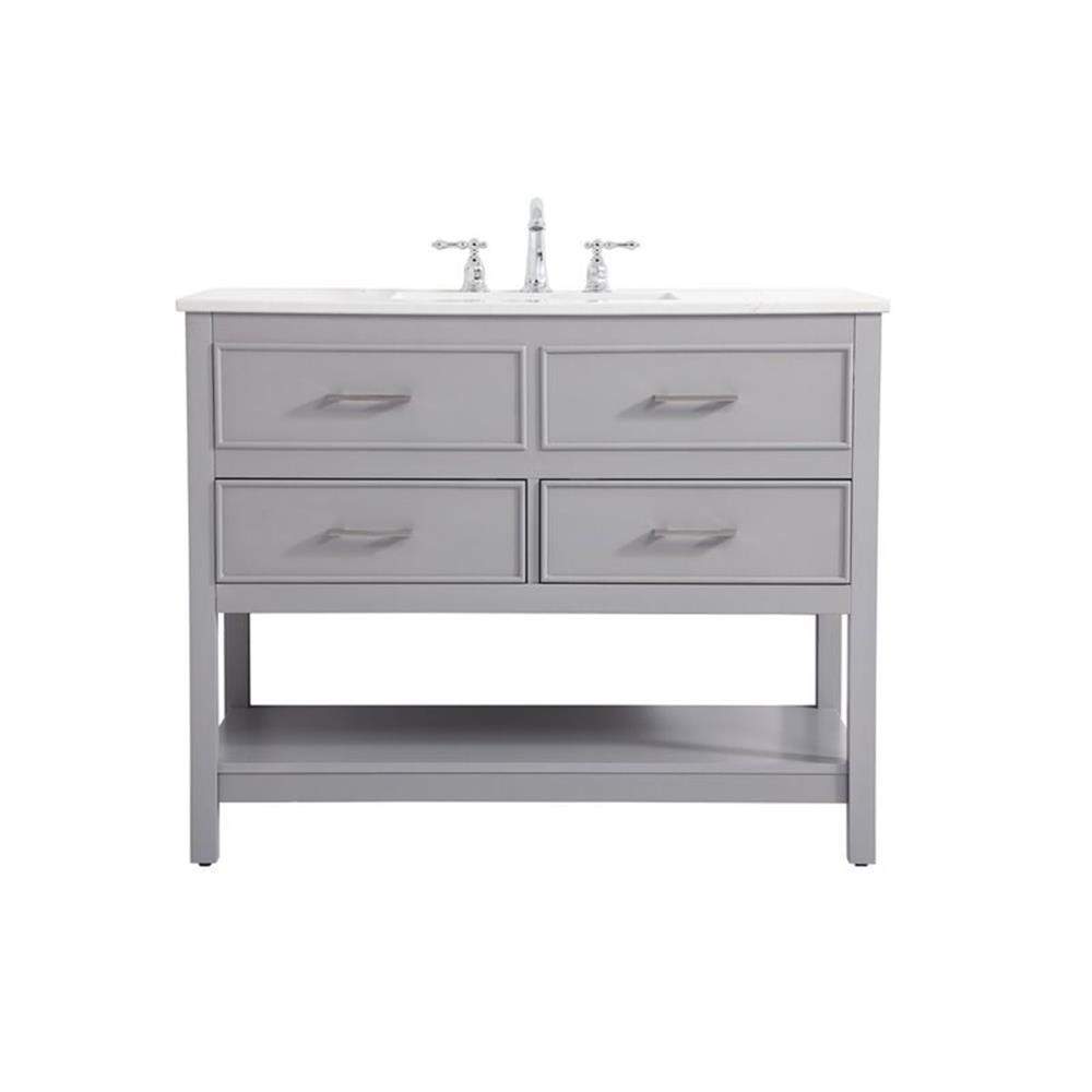 Elegant Decor Sinclaire 42″ Aluminum Alloy & MDF Single Bathroom Vanity in Gray