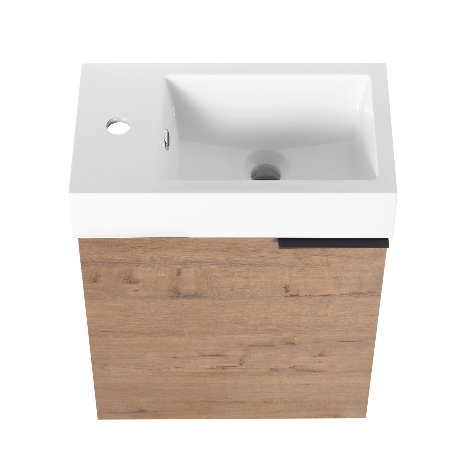 18in Floating Wall-Mounted Bathroom Vanity Cabinet W/ Resin Sink Basin Plywood