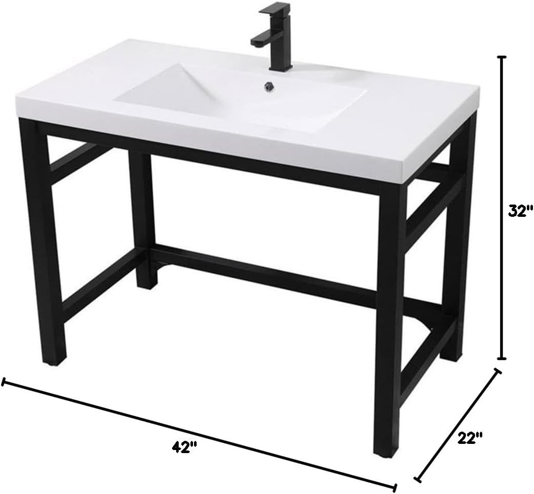 Elegant Lighting VF14542BK ADA Compliant Single Bathroom Metal Vanity in Black