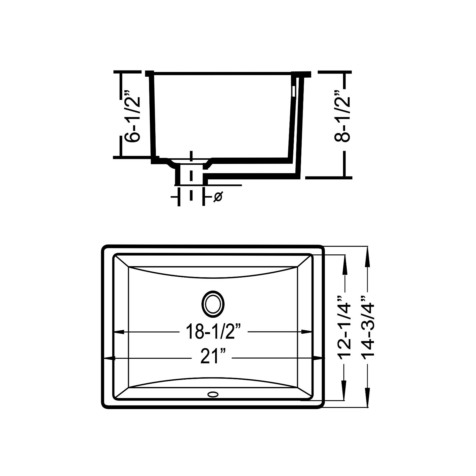 Trench Rectangular Undermount Bathroom Sink 20-7/8″ X 14-5/8 X 8-3/8″ Bisque