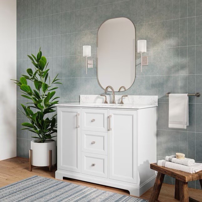 Allen + Roth Pittman 42” Transitional Bathroom Vanity White W/ Stone Top